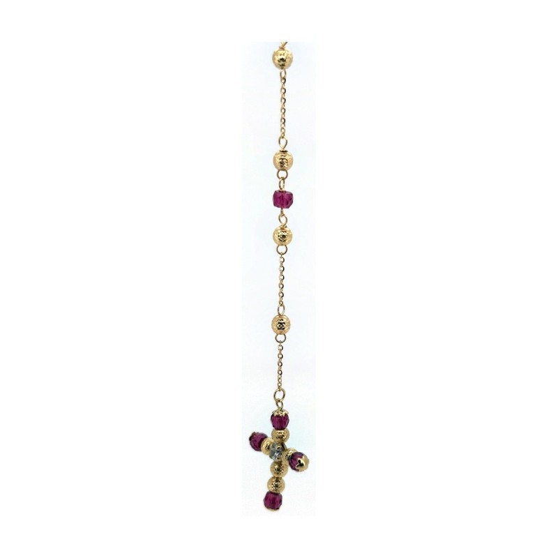 Cadena rosario rojo de oro 18k 70 cm